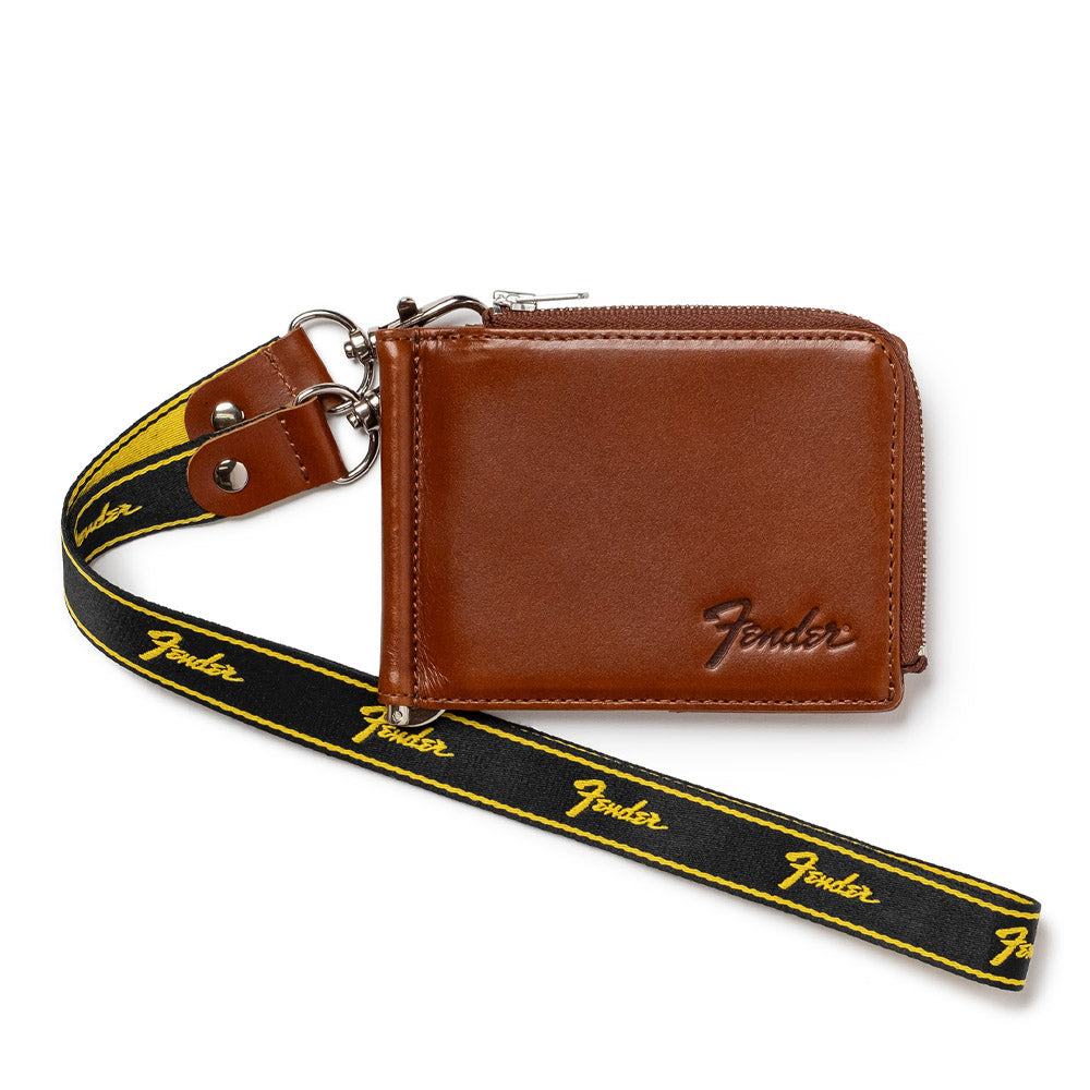 FENDER - マネークリップ コインケース / Brown / ギターピック&ウォレットコード付き